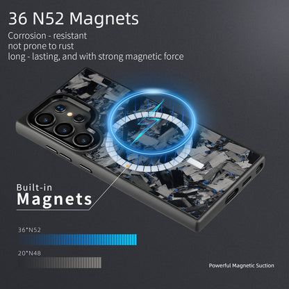 SAMSUNG Magnetic Forged Carbon Fiber Shell Phone Case Protective Sleeve